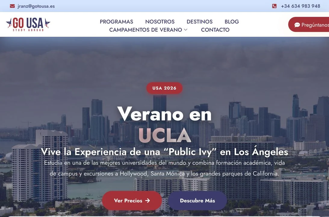 Captura del proyecto: GoUSA · landings de verano